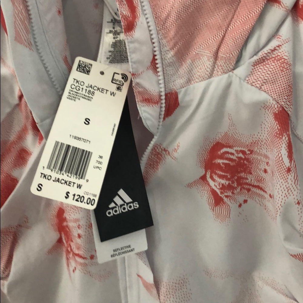 Adidas Women’s Pink and White Running Jacket - Picture 4 of 5
